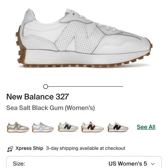 New Balance 327 Sea Salt and Gum Sneakers, 8.5 Women’s, EEEUC, white - Picture 5 of 5